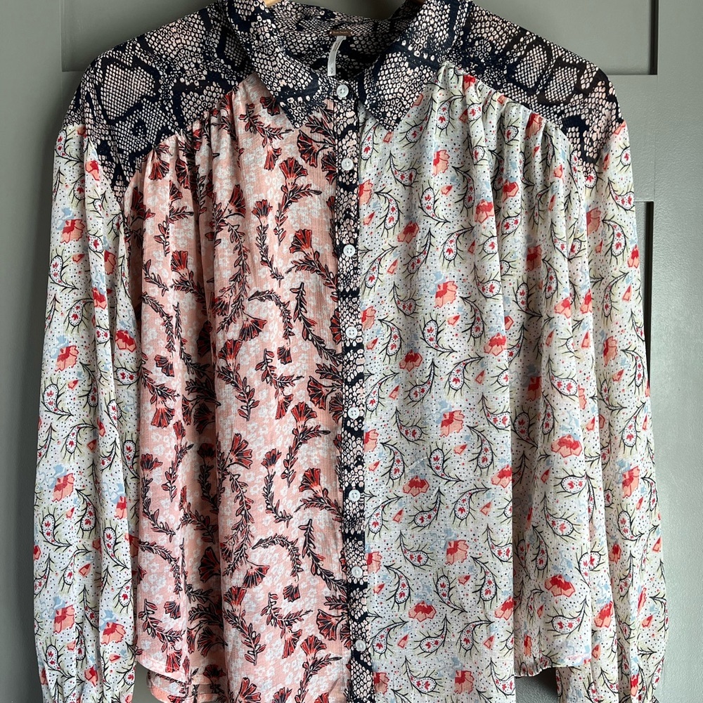 Free People Dani Button-up Top in Light Combo